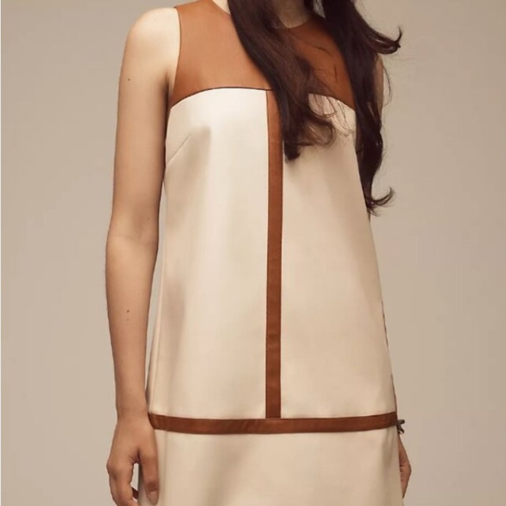 Anthropologie Cream and Brown Dress